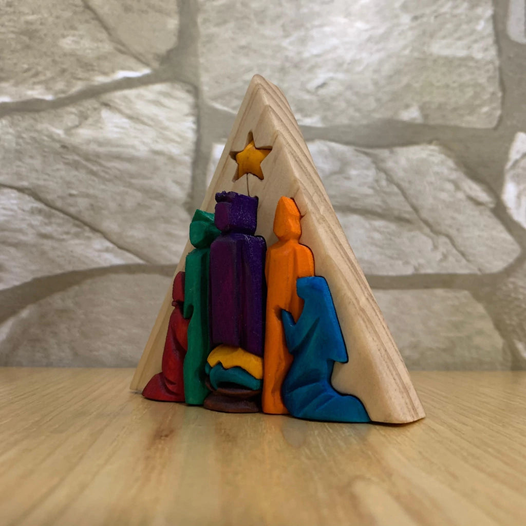 Triangle Wooden Nativity Scene