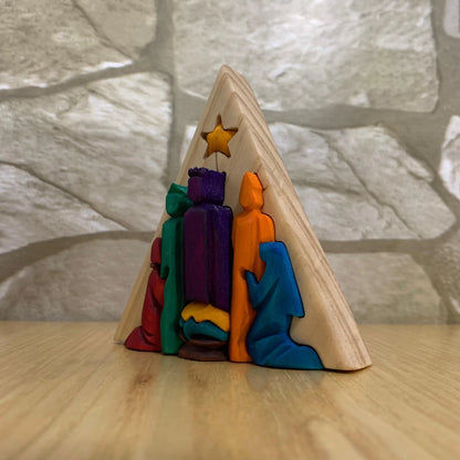 Triangle Wooden Nativity Scene