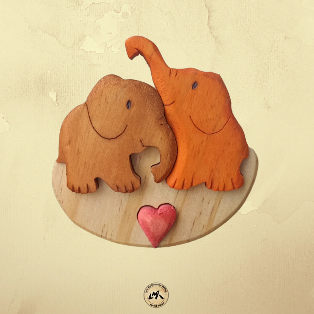 Two Elephants Wood Art