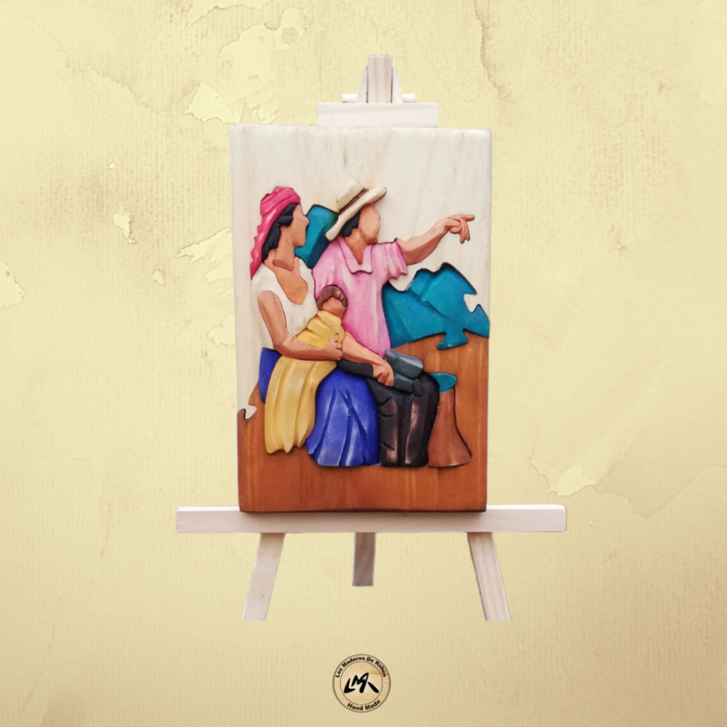 "Horizontes" Colombian Landscape Wood Art on Easel