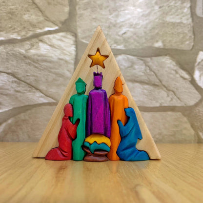 Triangle Wooden Nativity Scene