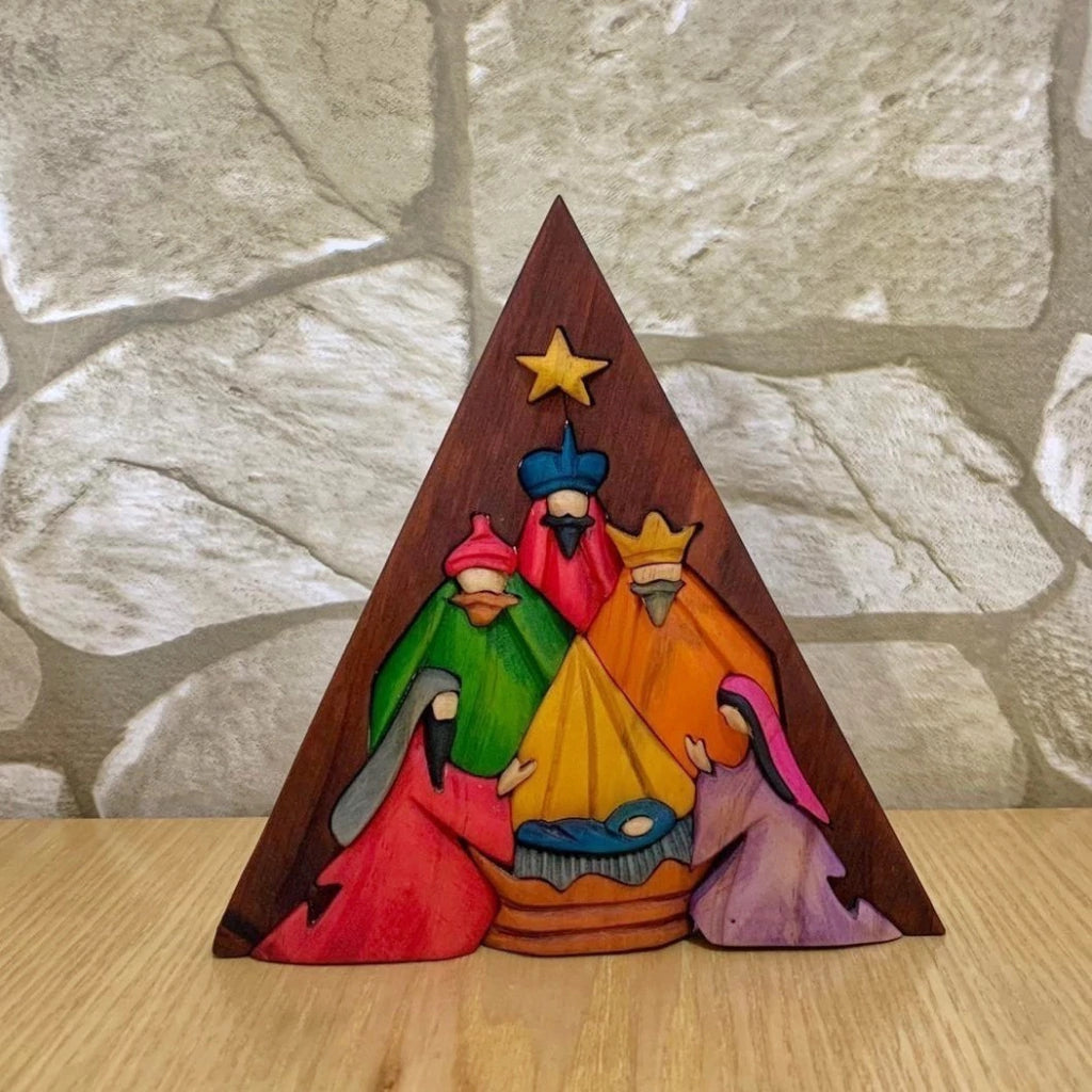 Triangle Wooden Nativity Scene