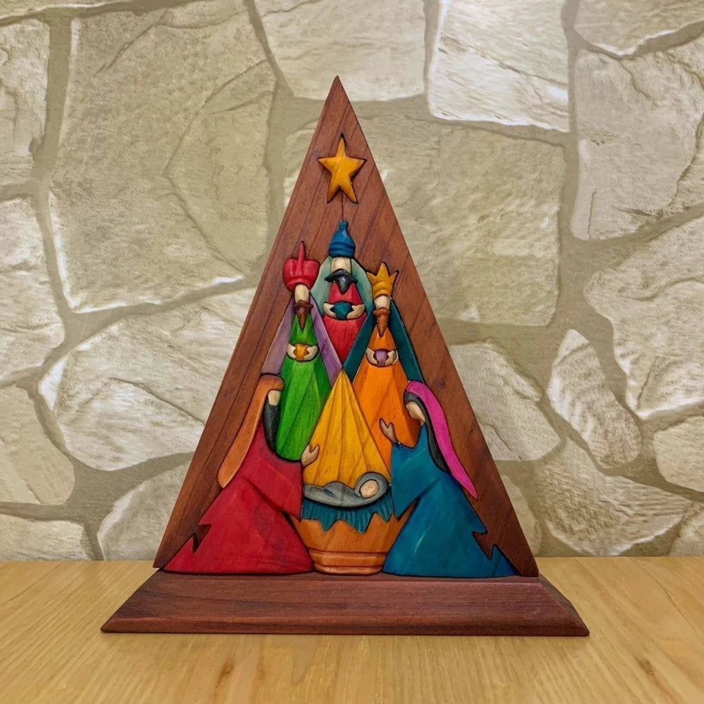 Triangle Wooden Nativity Scene