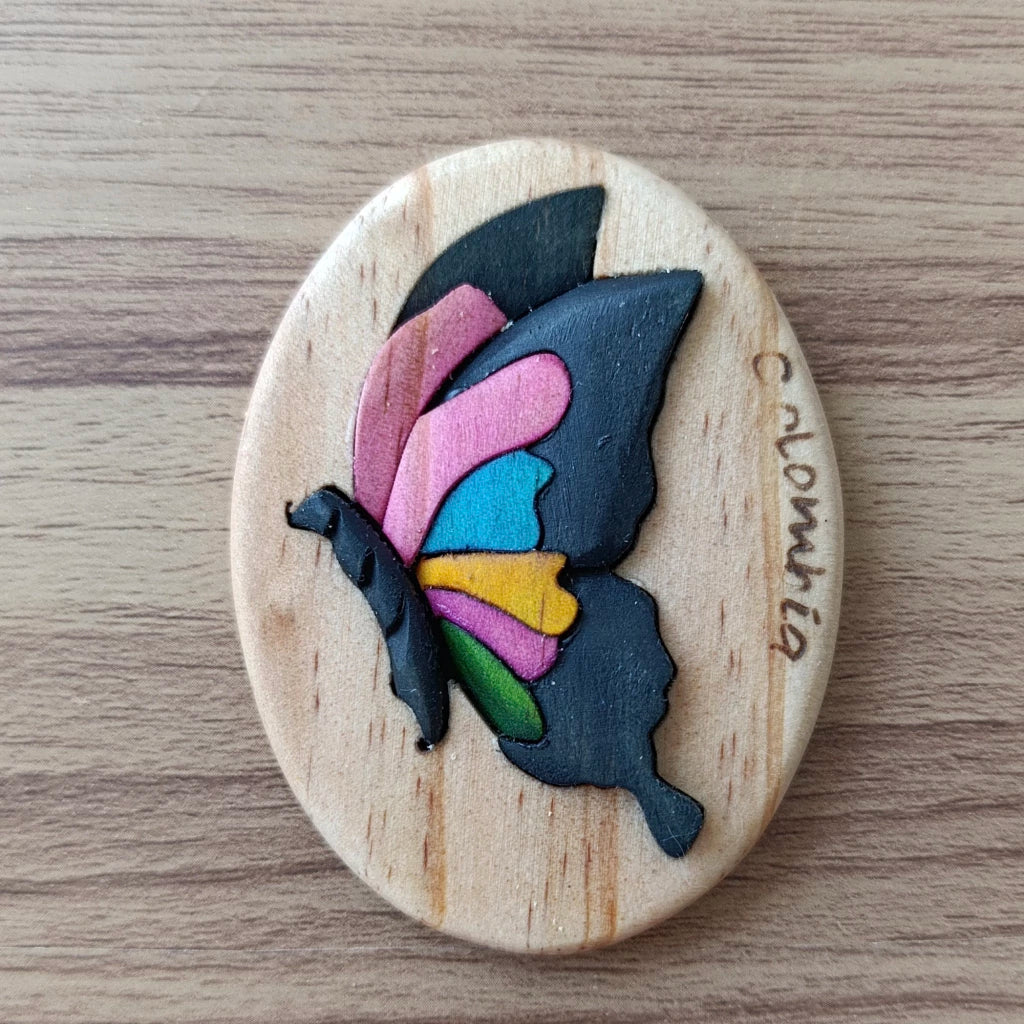 Multicolor Morpho Butterfly Wooden Fridge Magnet