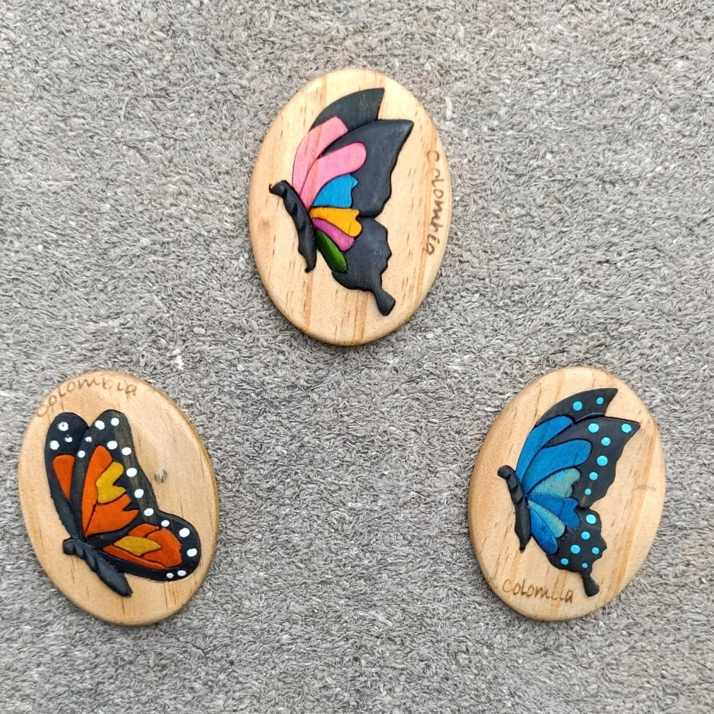 Blue Morpho Butterfly Wooden Fridge Magnet