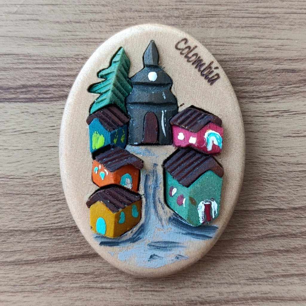 Colombian Village Wooden Fridge Magnet
