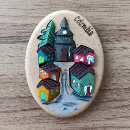 Colombian Village Wooden Fridge Magnet