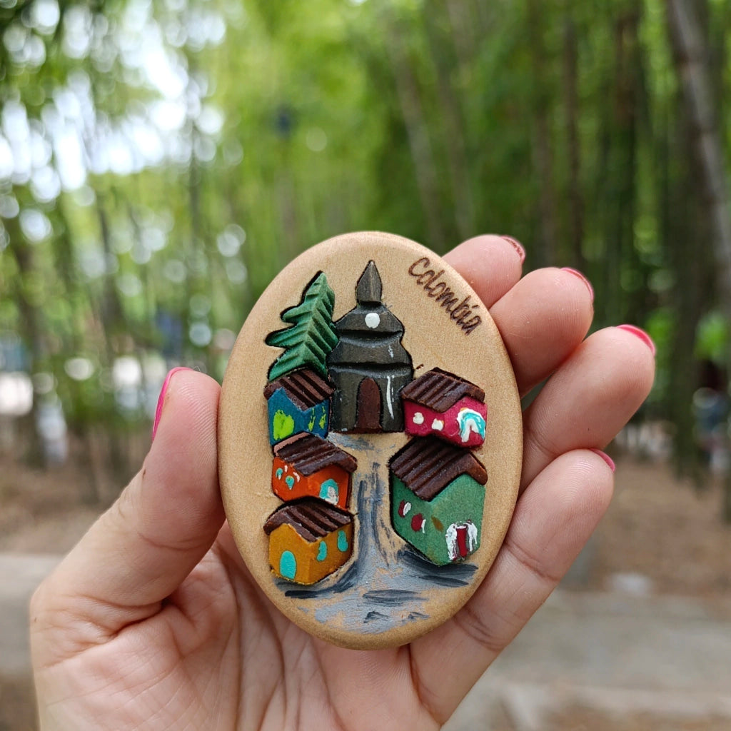 Colombian Village Wooden Fridge Magnet