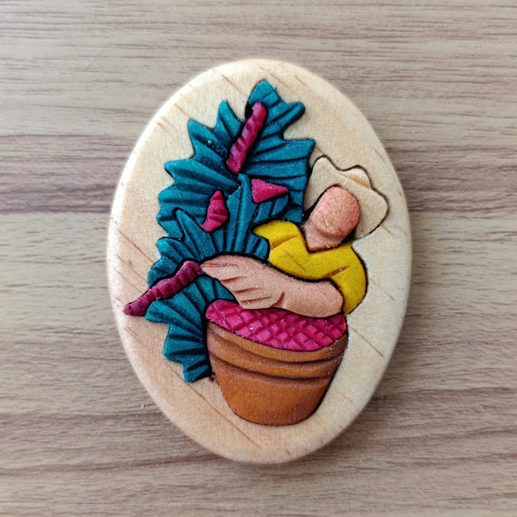Coffee Farmer Wooden Fridge Magnet