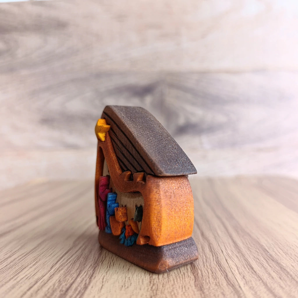Mushroom Wooden Nativity Scene