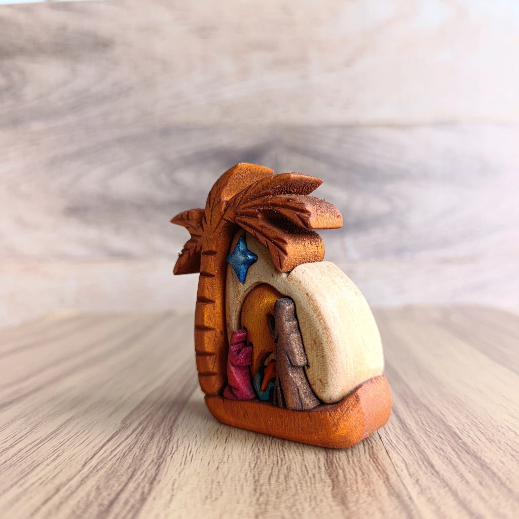 Palm Tree Wooden Nativity Scene