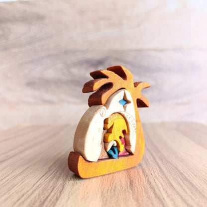 Palm Tree Wooden Nativity Scene