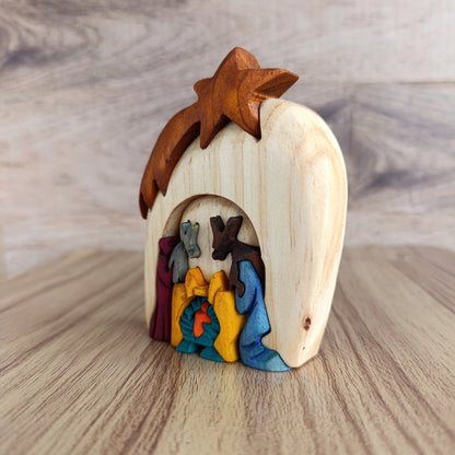 Star Wooden Nativity Scene