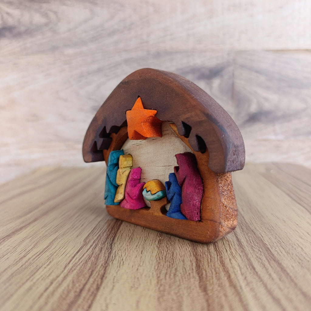 Complete with Three Kings Wooden Nativity Scene