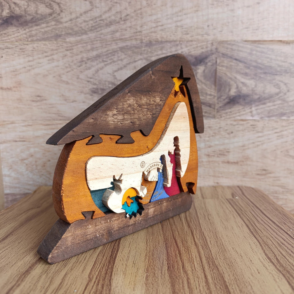 Mushroom Wooden Nativity Scene