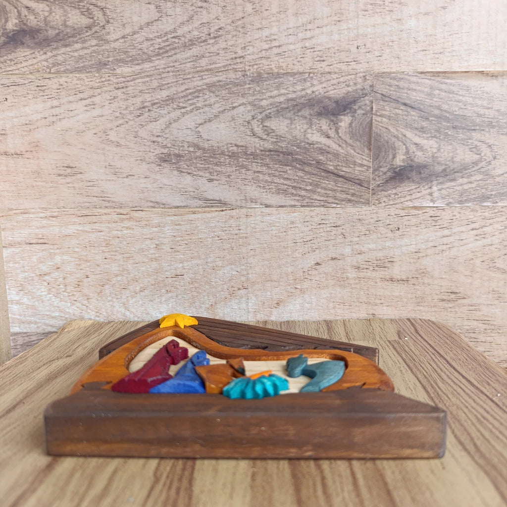 Mushroom Wooden Nativity Scene