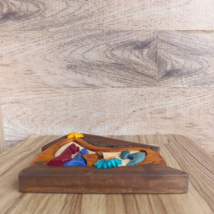 Mushroom Wooden Nativity Scene