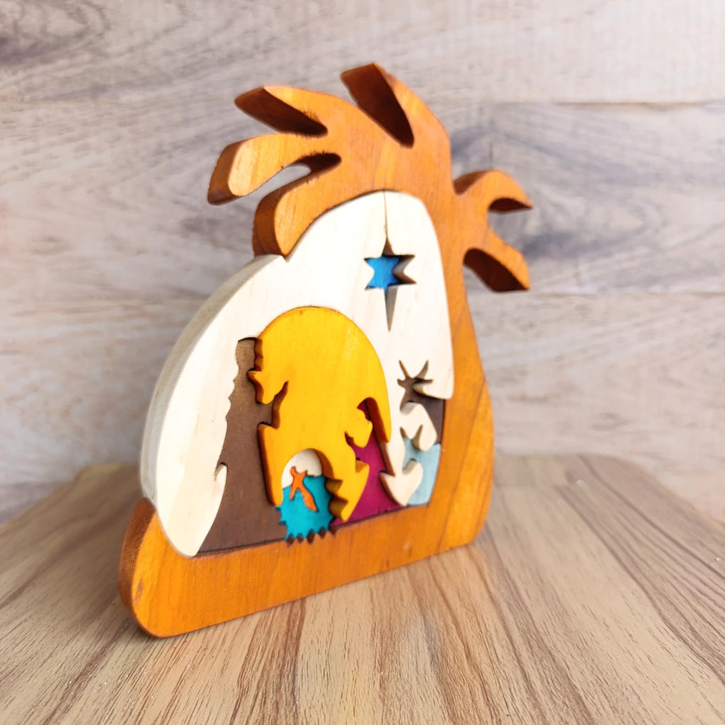 Palm Tree Wooden Nativity Scene