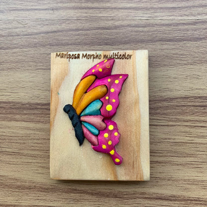 Multicolor Morpho Butterfly Wooden Fridge Magnet