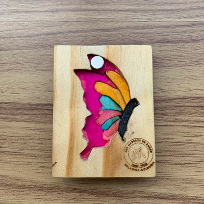 Multicolor Morpho Butterfly Wooden Fridge Magnet