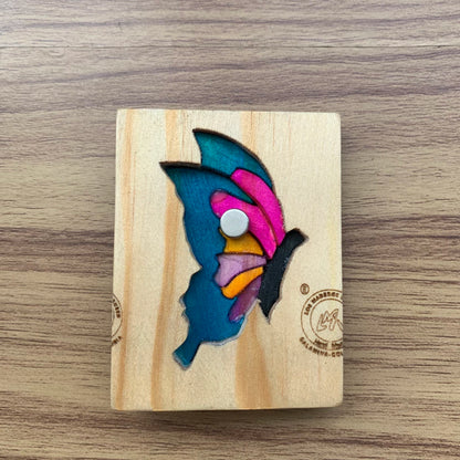 Multicolor Morpho Butterfly Wooden Fridge Magnet