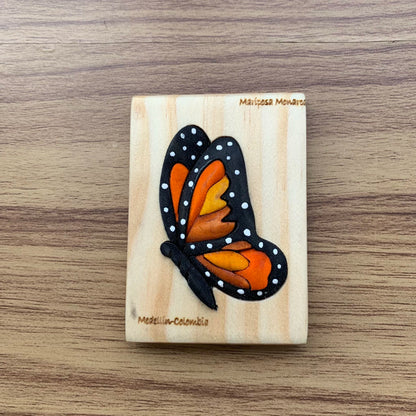 Monarch Butterfly Wooden Fridge Magnet