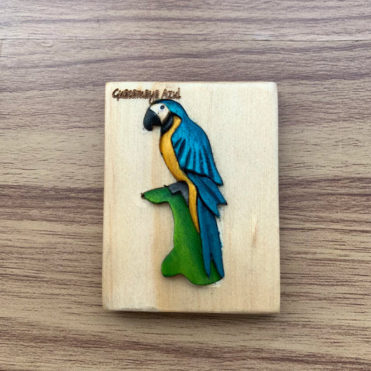 Blue Macaw Wooden Fridge Magnet