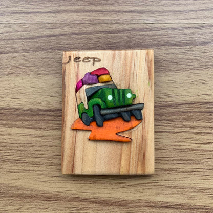Willys Jeep Wooden Fridge Magnet