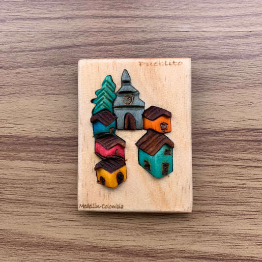 Colombian Village Wooden Fridge Magnet