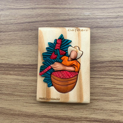 Coffee Farmer Wooden Fridge Magnet
