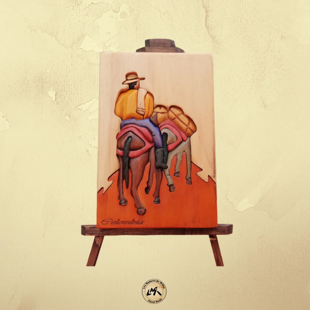 Arriero "The Journey" Wood Art on Easel