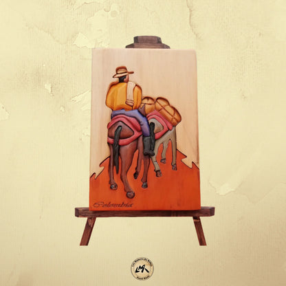 Arriero "The Journey" Wood Art on Easel