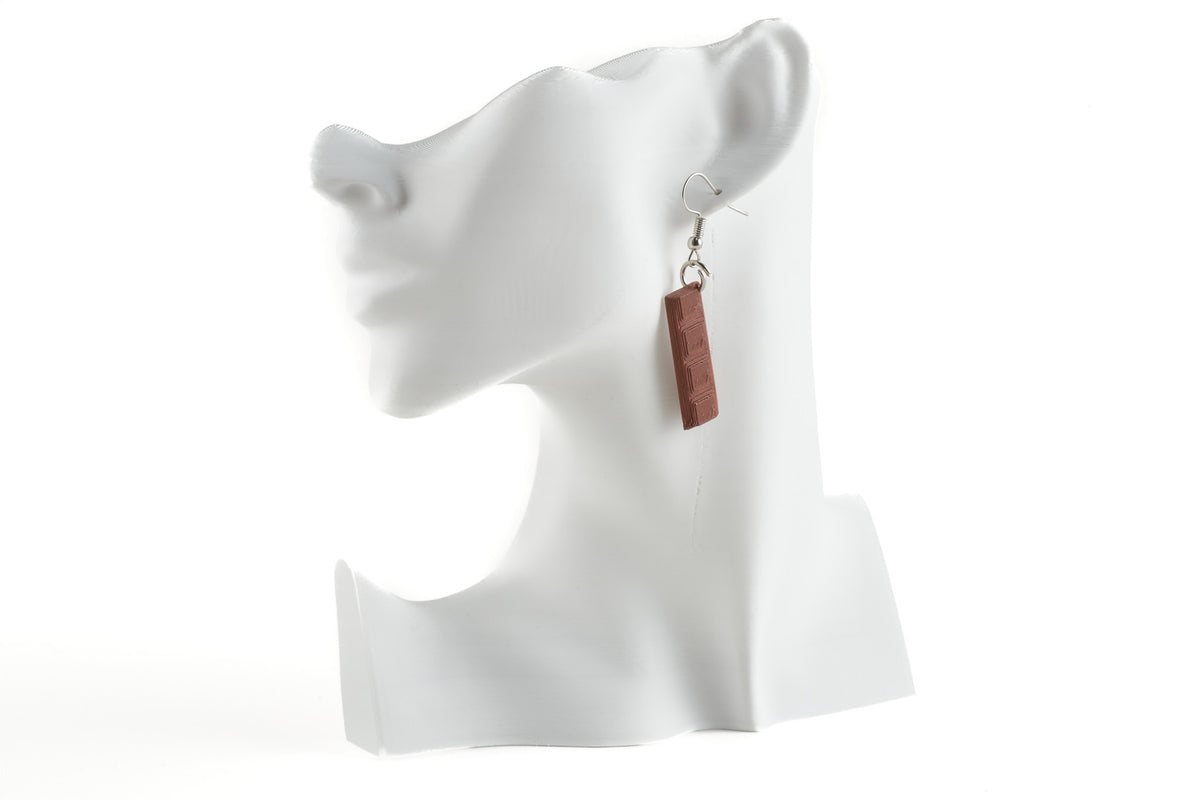 Jet Chocolate Bar 3D printed pair of earrings