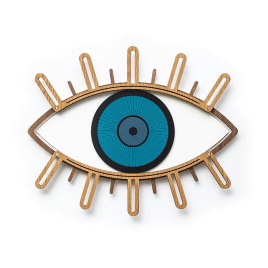 Wooden Evil Eye Wall Art – Turkish Eye Protection Decor 60 x 40 cm