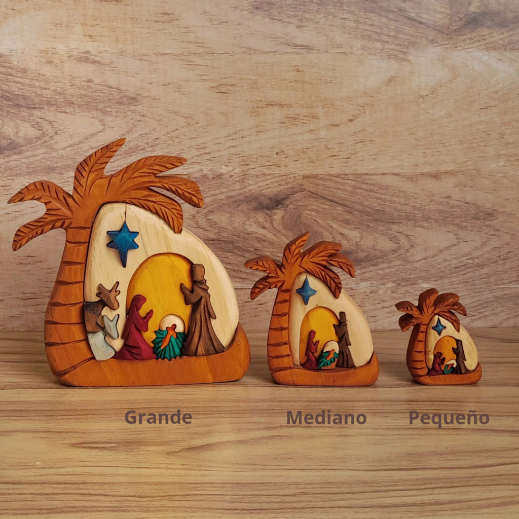 Palm Tree Wooden Nativity Scene