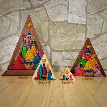 Triangle Wooden Nativity Scene
