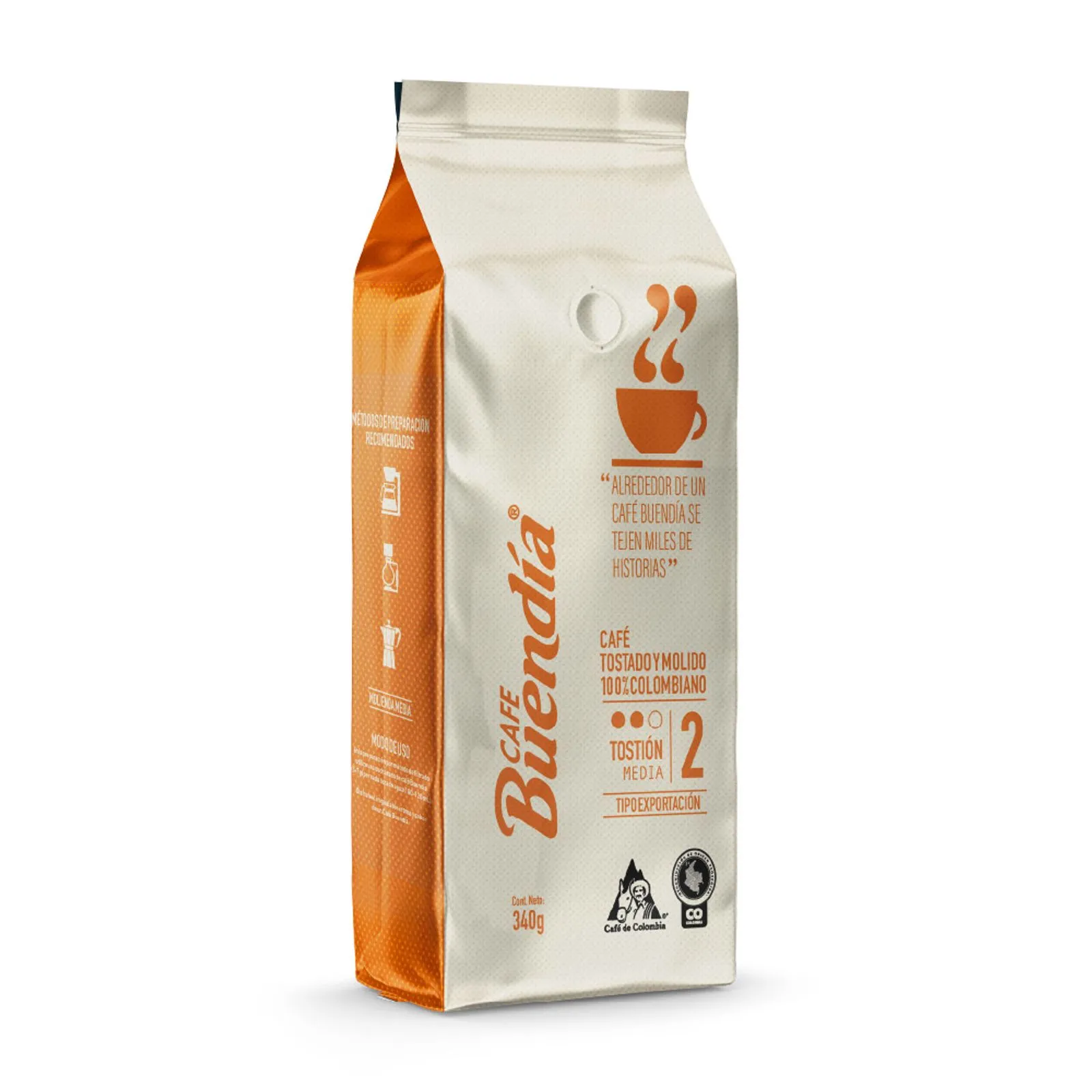 Buendía medium roasted ground coffee N2 x340g