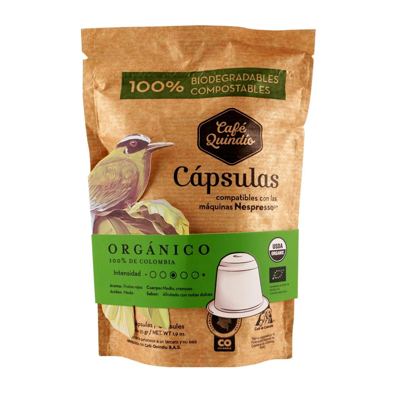Organic Quindío Coffee Capsules x10und x55g