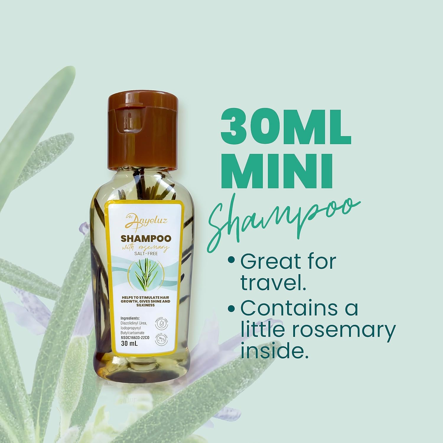 ANYELUZ Kit Duo Rosemary Shampoo + Mini Travel Size - Image 2