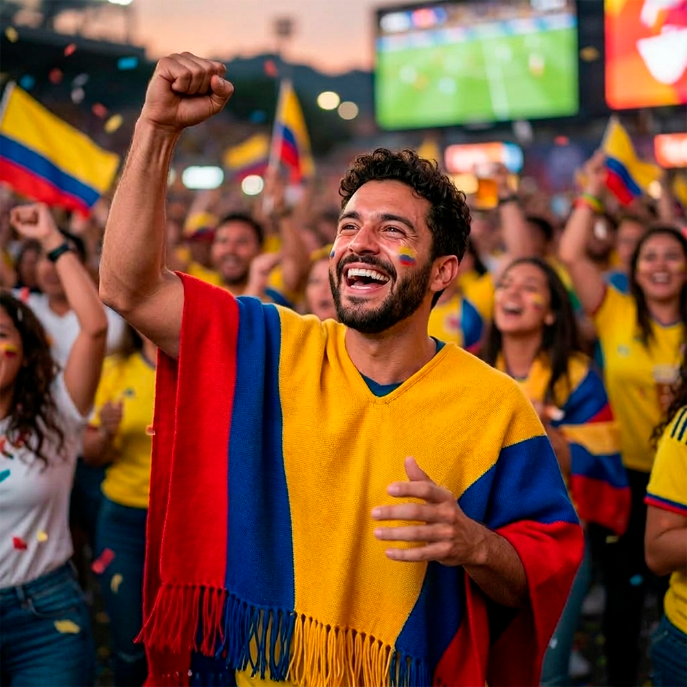 Colombian Tricolor Poncho: Traditional Woven Flag Design - Image 2