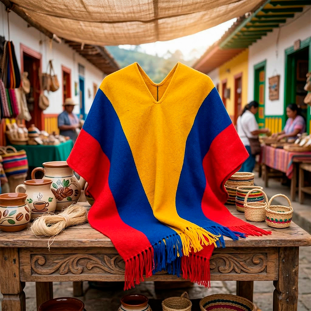 Colombian Tricolor Poncho: Traditional Woven Flag Design - Image 5