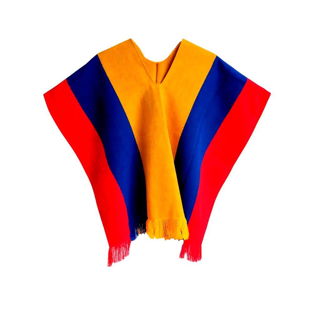 Colombian Tricolor Poncho: Traditional Woven Flag Design